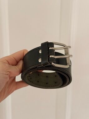 Black Leather Double-Prong Belt